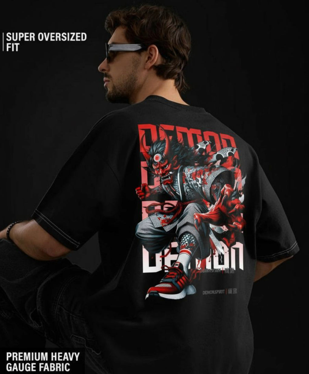 Demon Spirit Oversized T-Shirt – Japanese Oni Warrior Edition