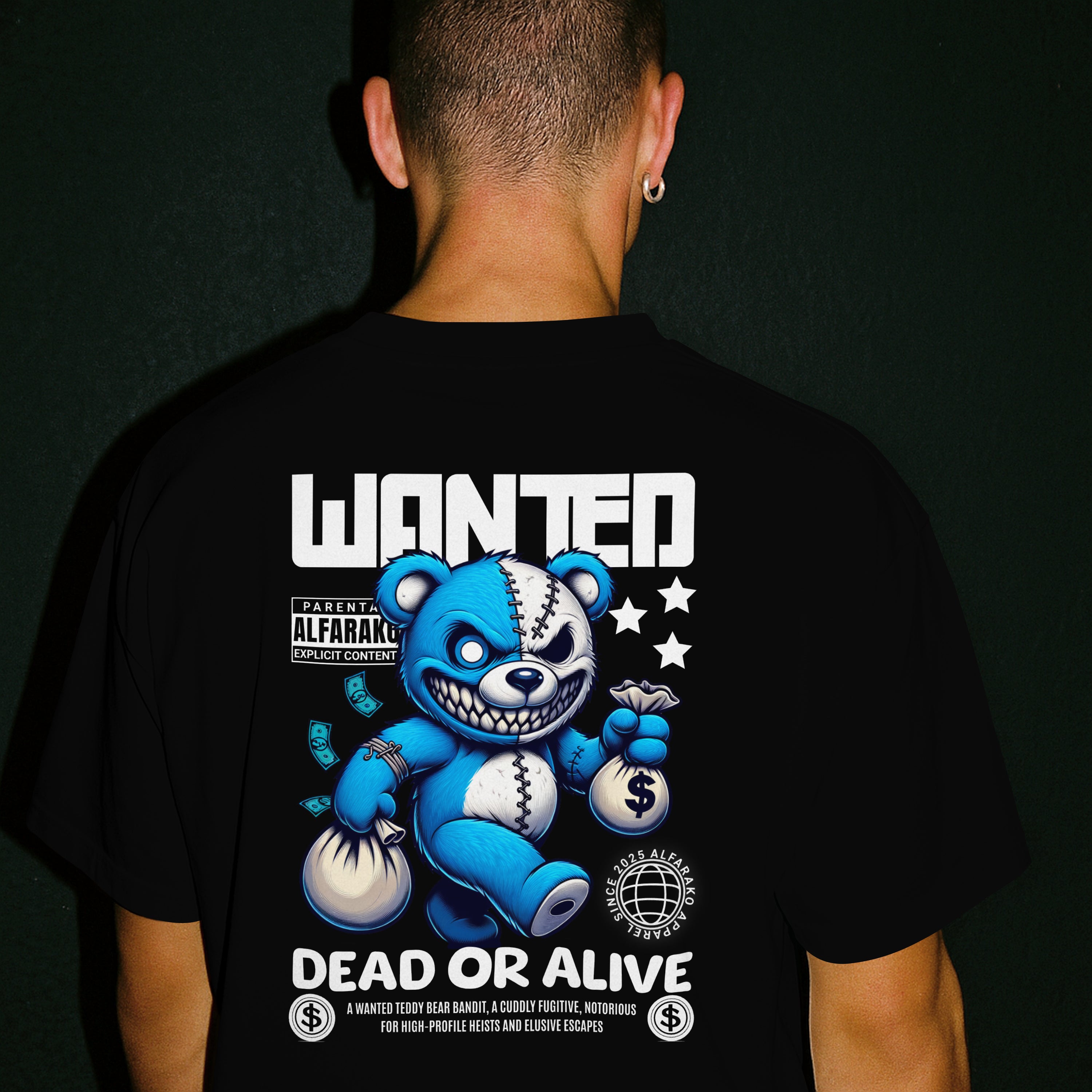 WANTED Teddy Oversized T-Shirt – Dead or Alive Graphic Tee