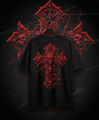 SIN Oversized Graphic T-Shirt – Gothic Skull Cross Edition